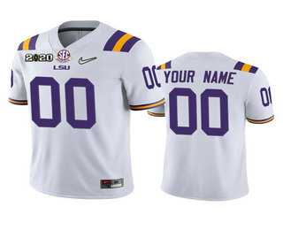 Men's LSU Tigers Customized White 2020 National Championship Game Jersey-0